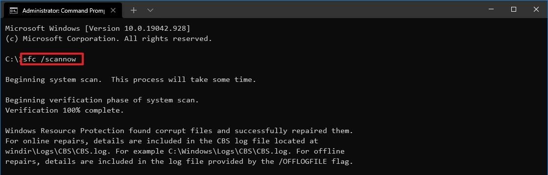 system file checker message