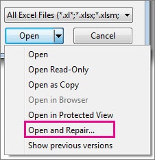 select the open and repair option