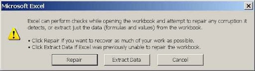 click repair or extract data