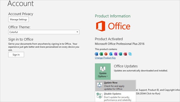 update Microsoft office