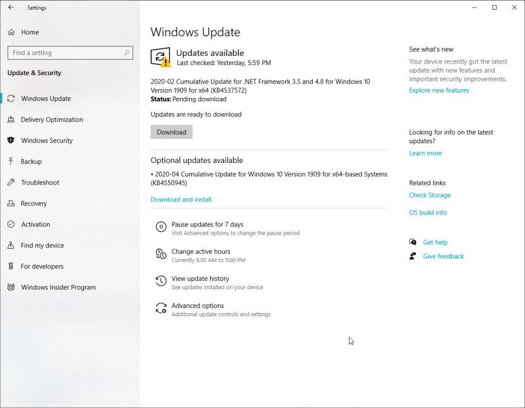 Klicken Sie auf Windows Update