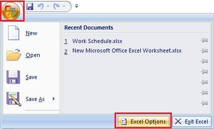 Excel-Optionen auswählen