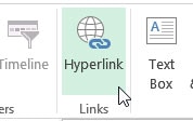 escolha o hiperlink na barra de ferramentas abaixo