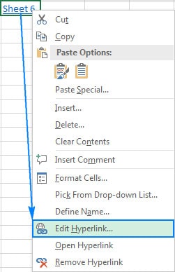 Wählen Sie Hyperlink bearbeiten aus den Optionen