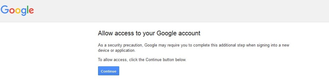allow access to your google account