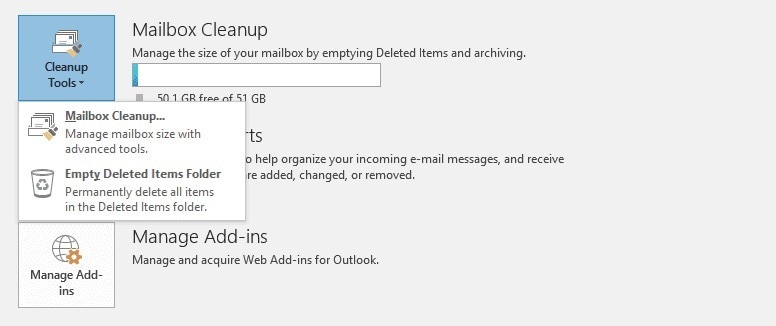 select mailbox cleanup option