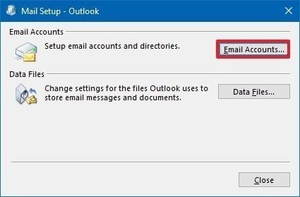 tap on email accounts option