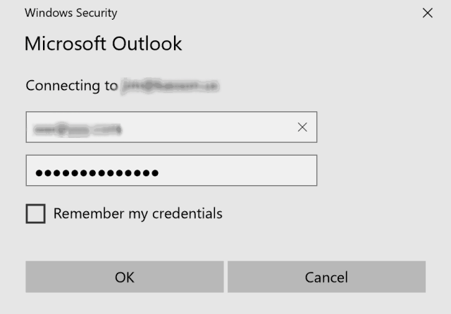 microsoft outlook asking for password