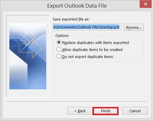 finish the export process