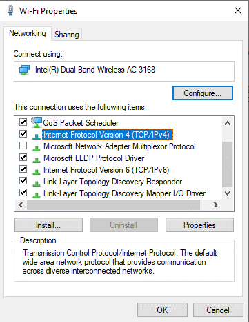 choose internet protocol version 4