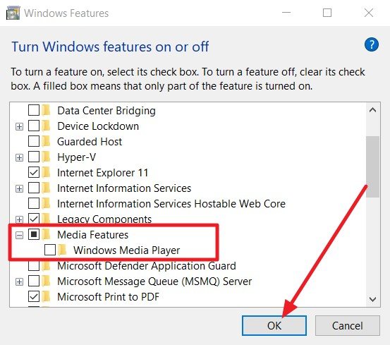 choose the ok button