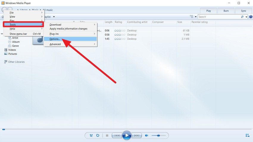 go to tools and options tab