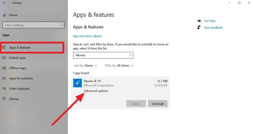 tap on advanced options
