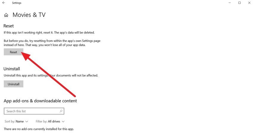 choose the reset button