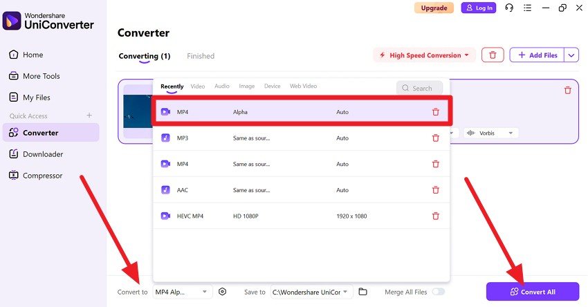 choose the convert all option