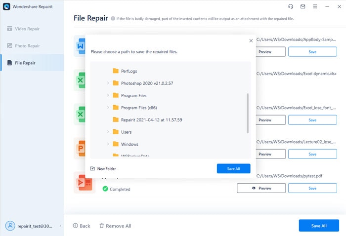 save repaired files