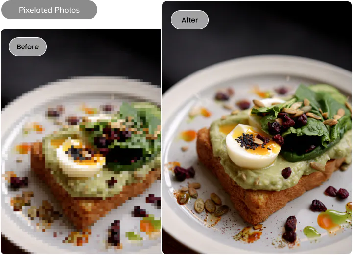 pixelated photo before and after repair