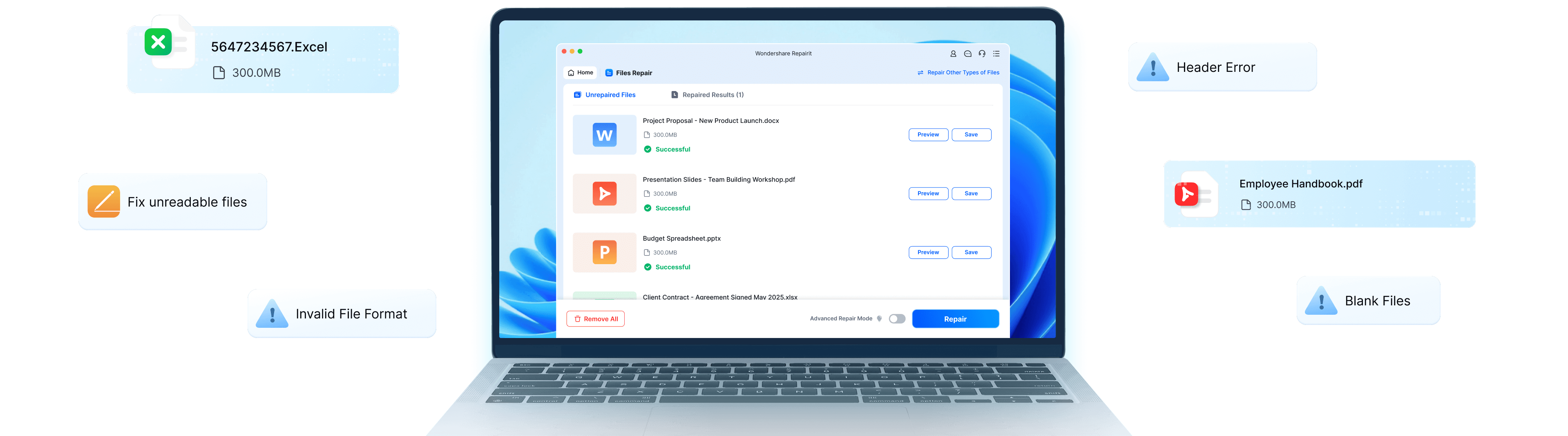 file repair interface