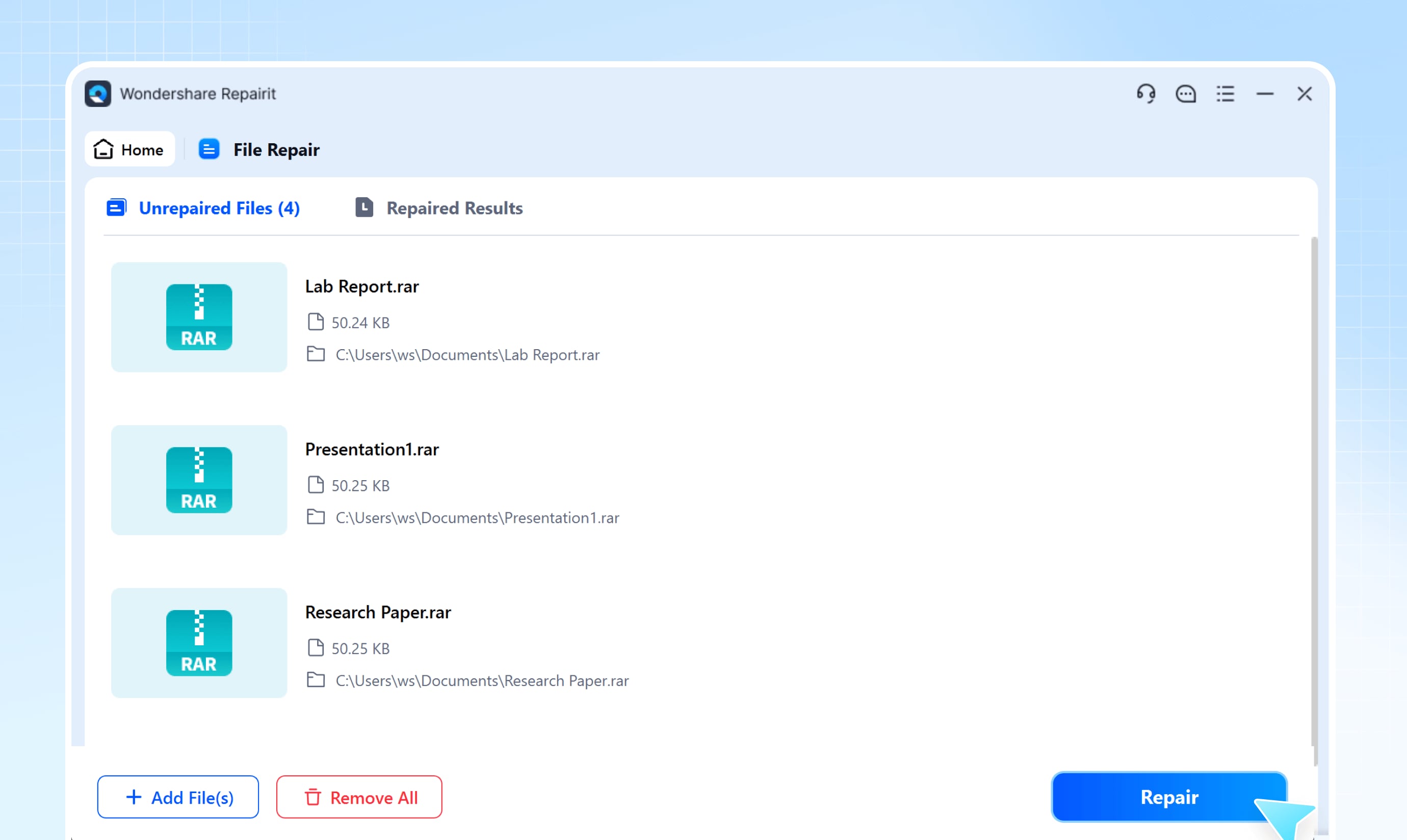 fix damaged rar files