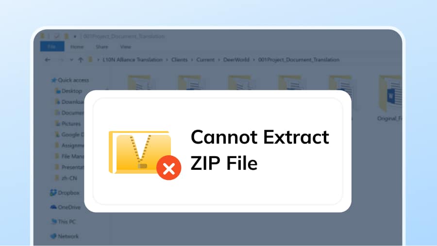 cannot extract zip file