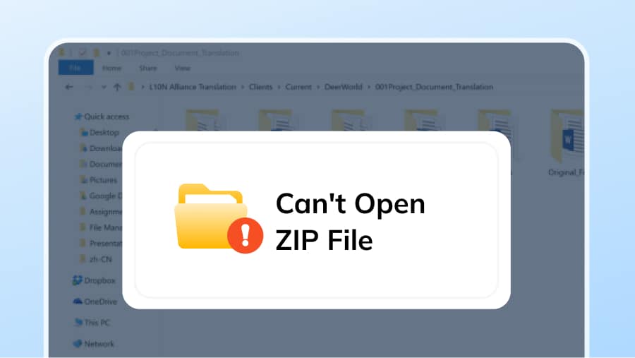 cant open zip file