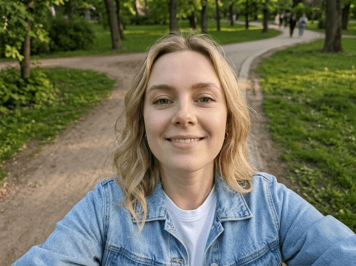 low angle selfie retake after