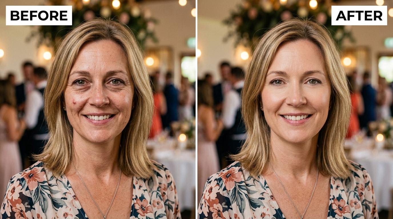 eye bags and minor blemish in family portrait