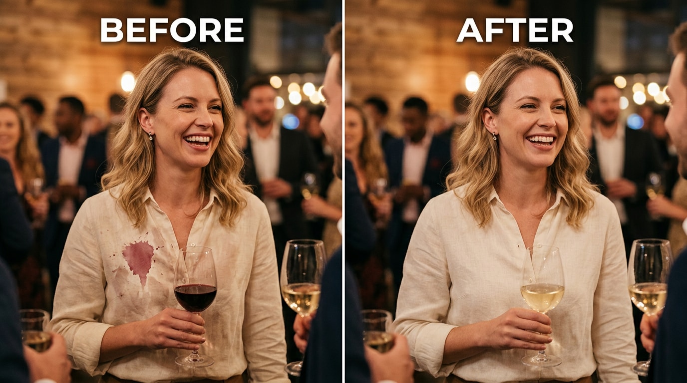 accidental food stain on blouse at event removed cleanly