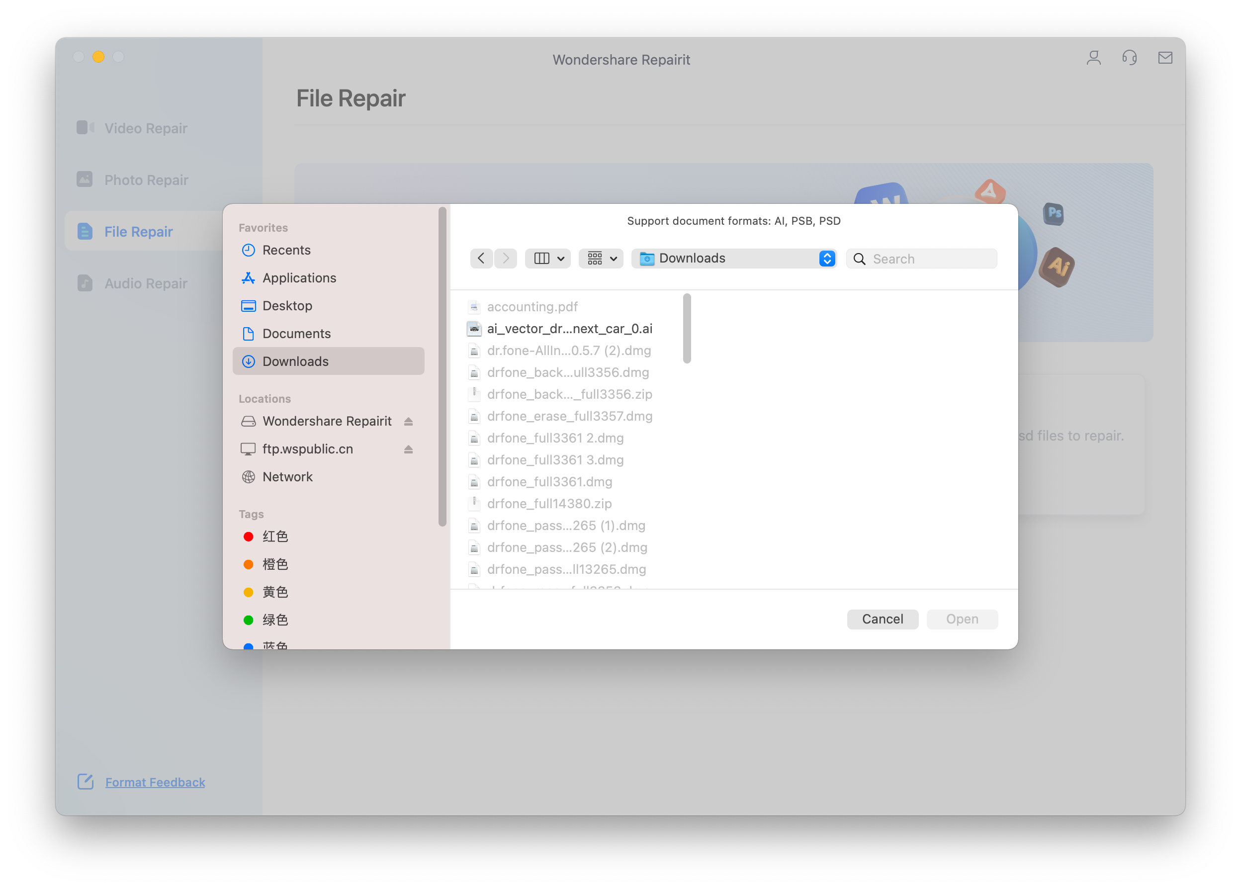 select the damaged files in your finder