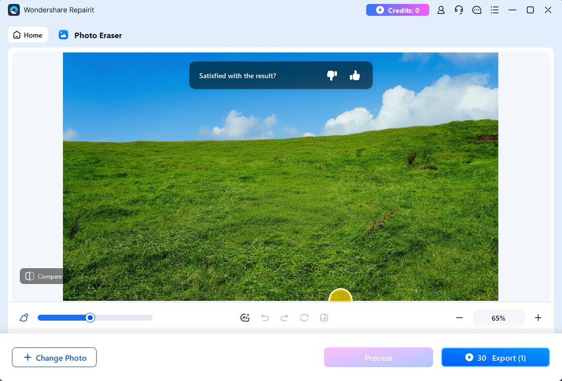 adjust brush to erase processed