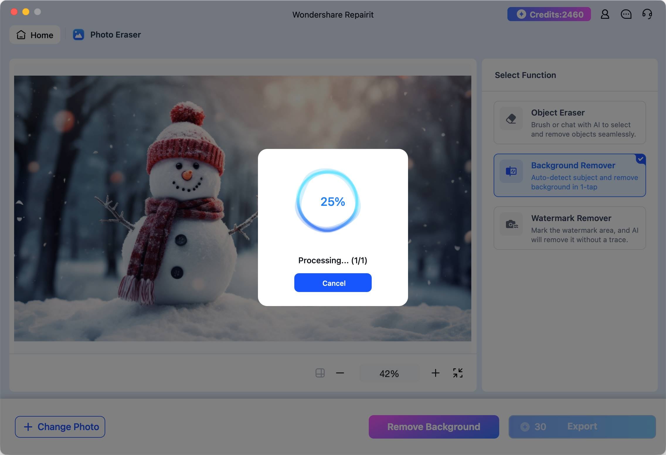 background remover processing on mac