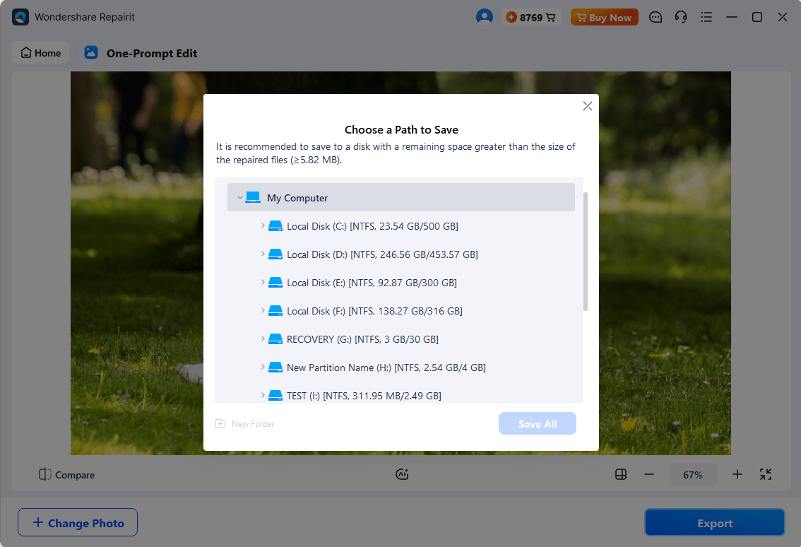 choose save path for one prompt edit