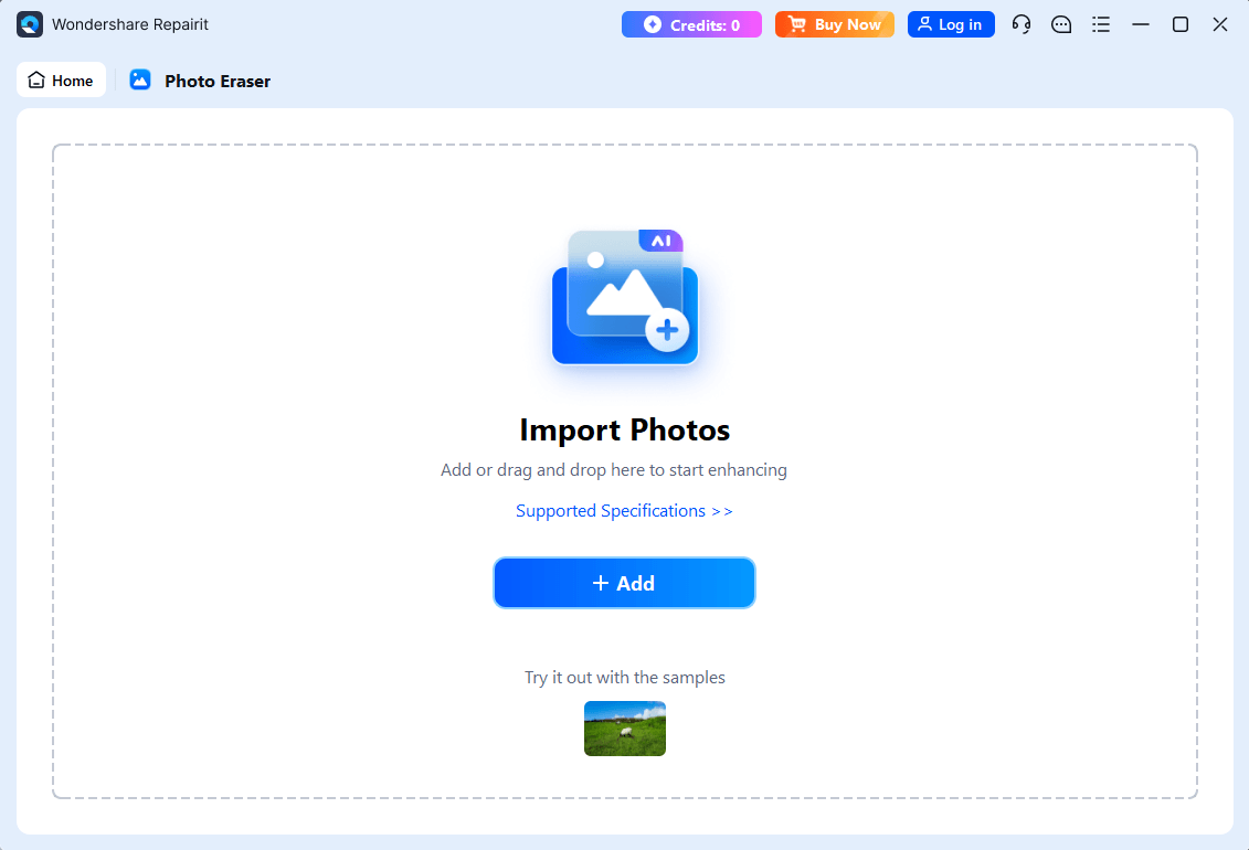 import photos to ai photo eraser