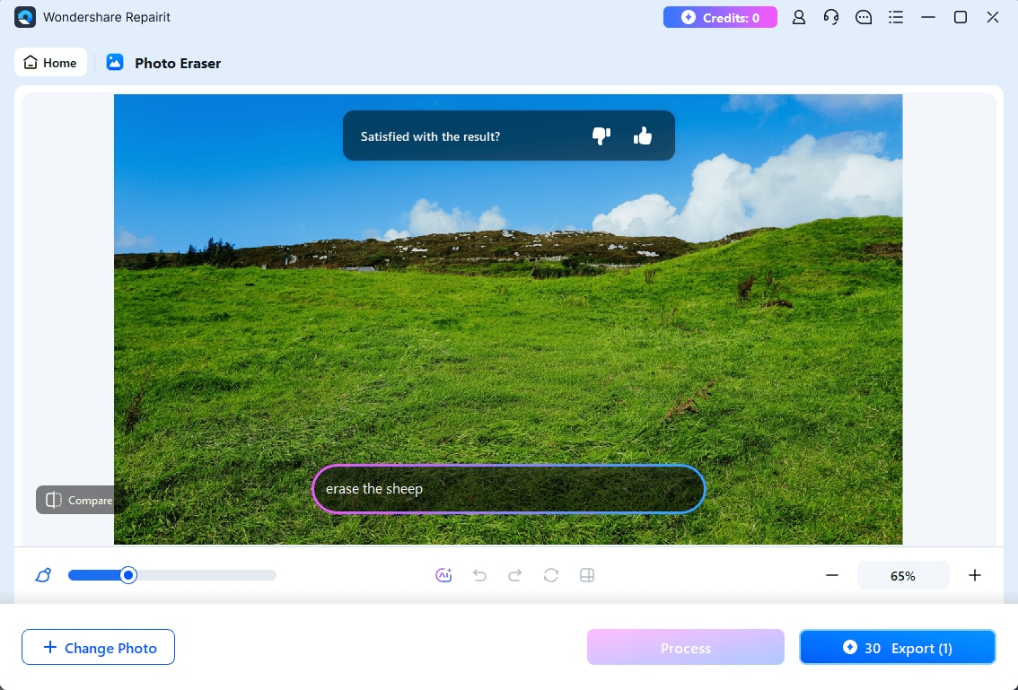 input ai prompt to erase processed