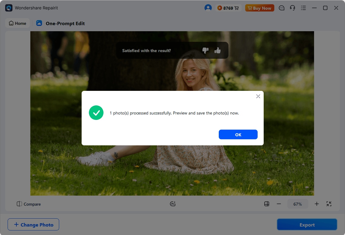 one prompt edit processed