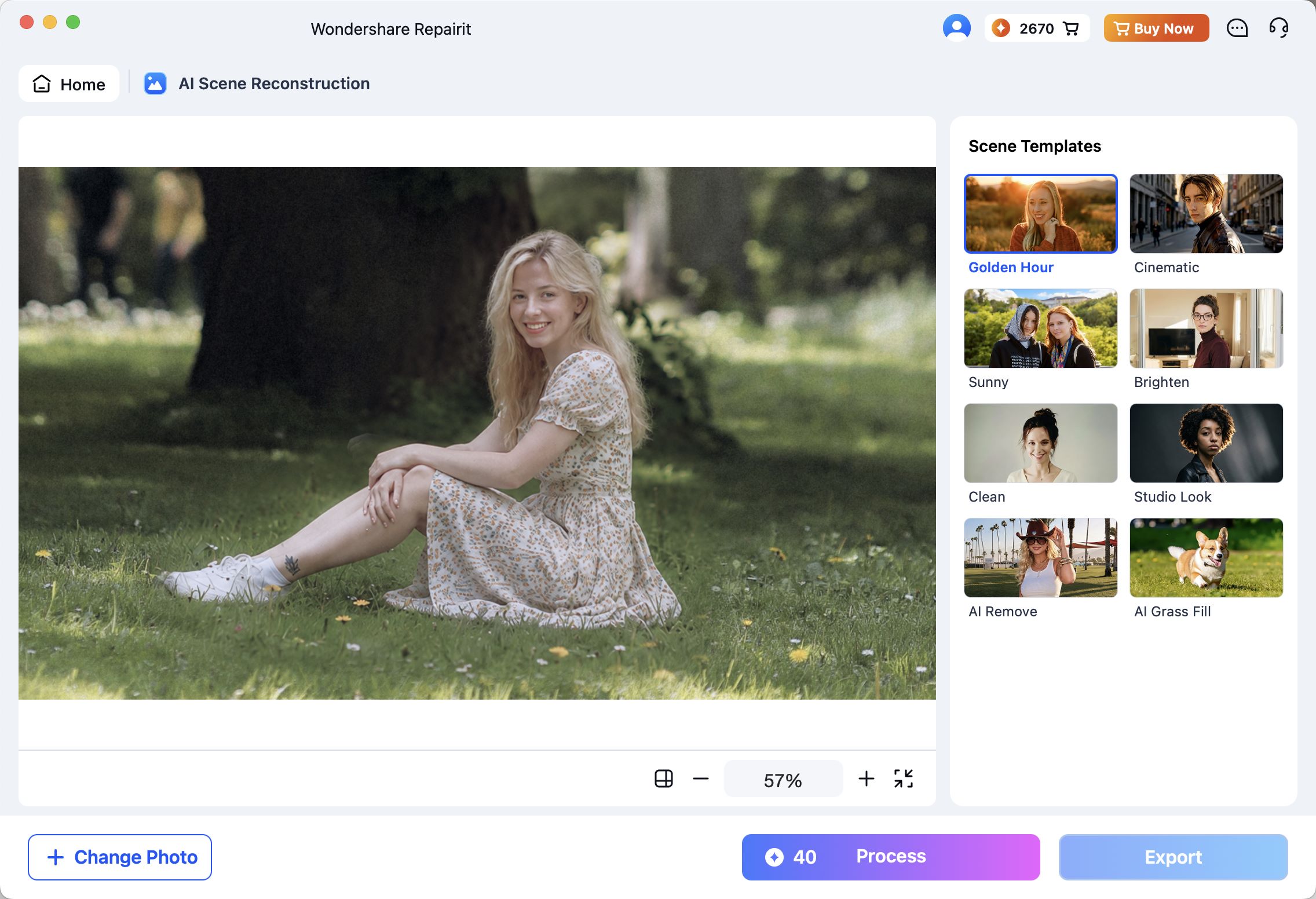 select scene reconstruction template on mac