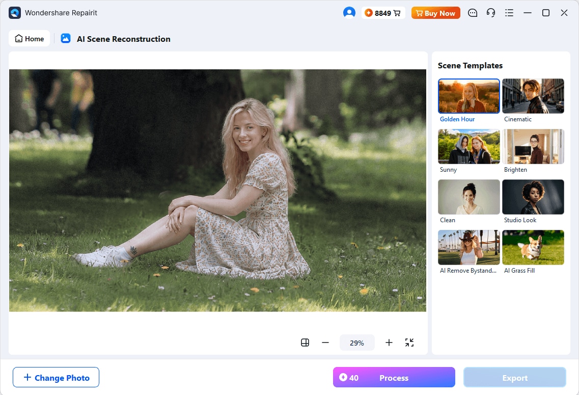select scene reconstruction template