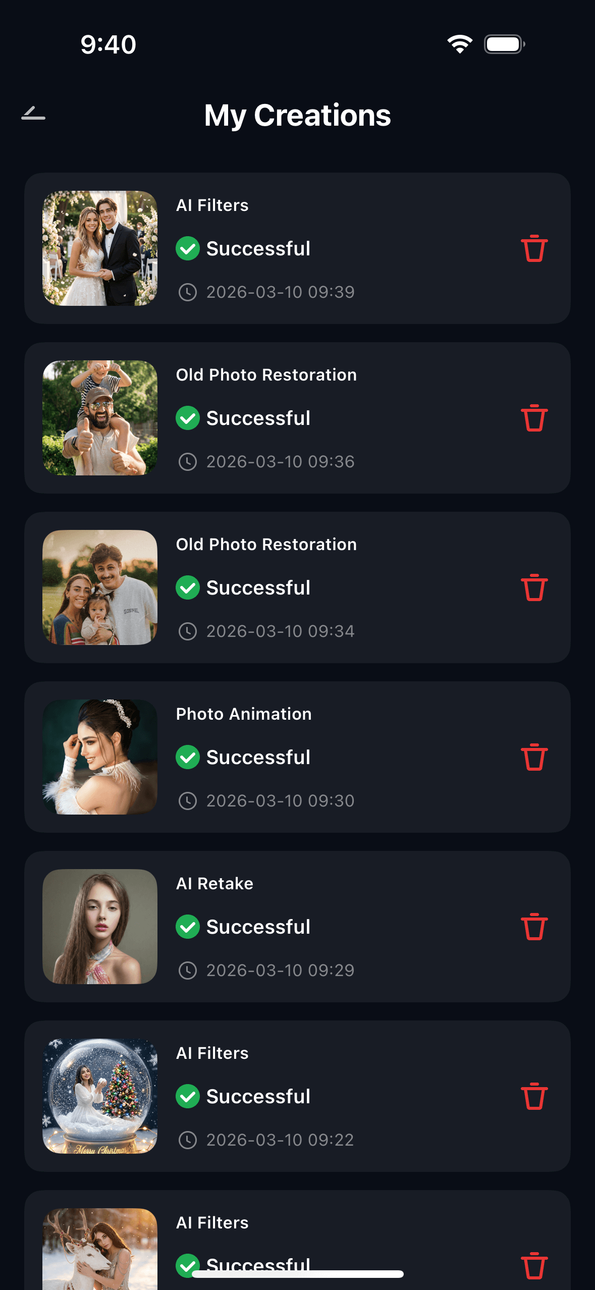 view combine photo history in my creations ios