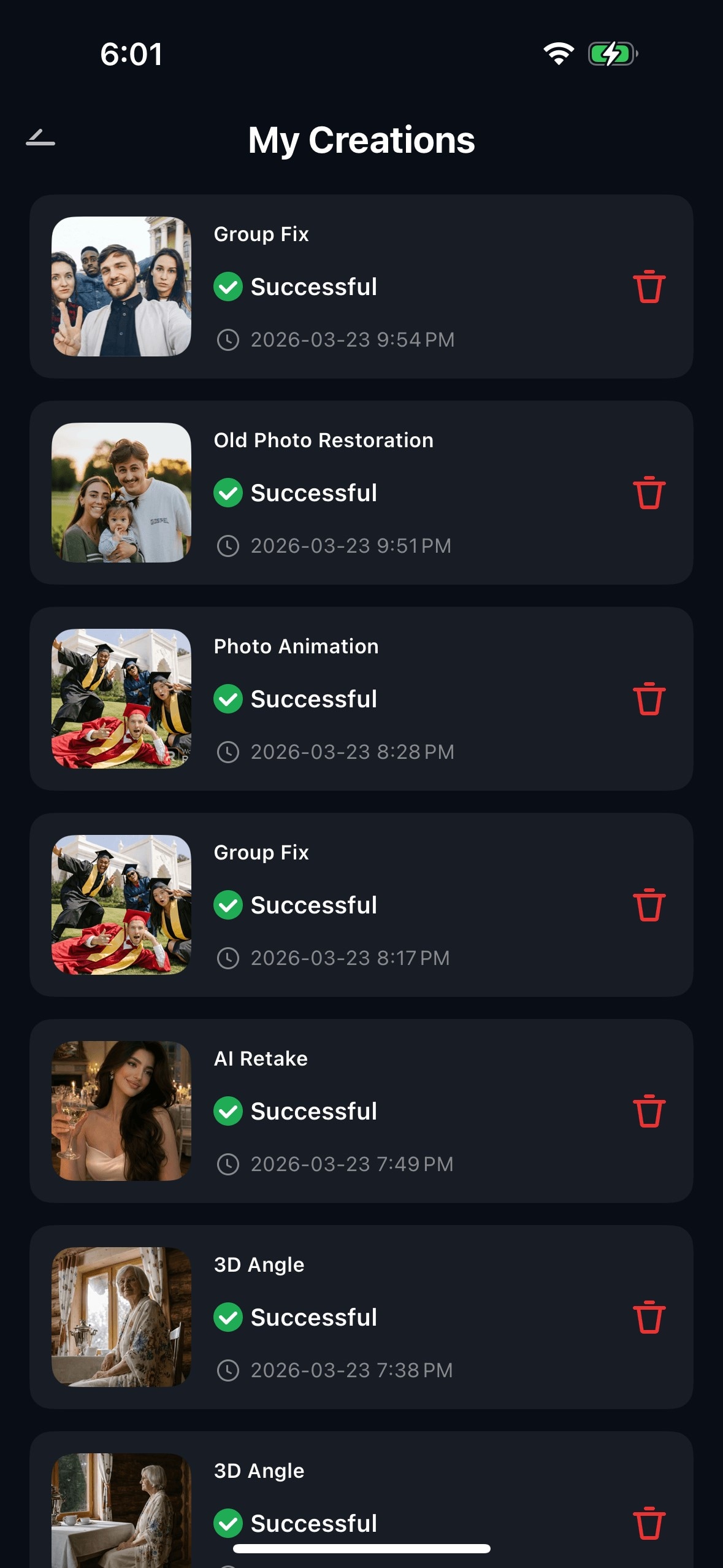 view group photo fix history in my creations on iOS