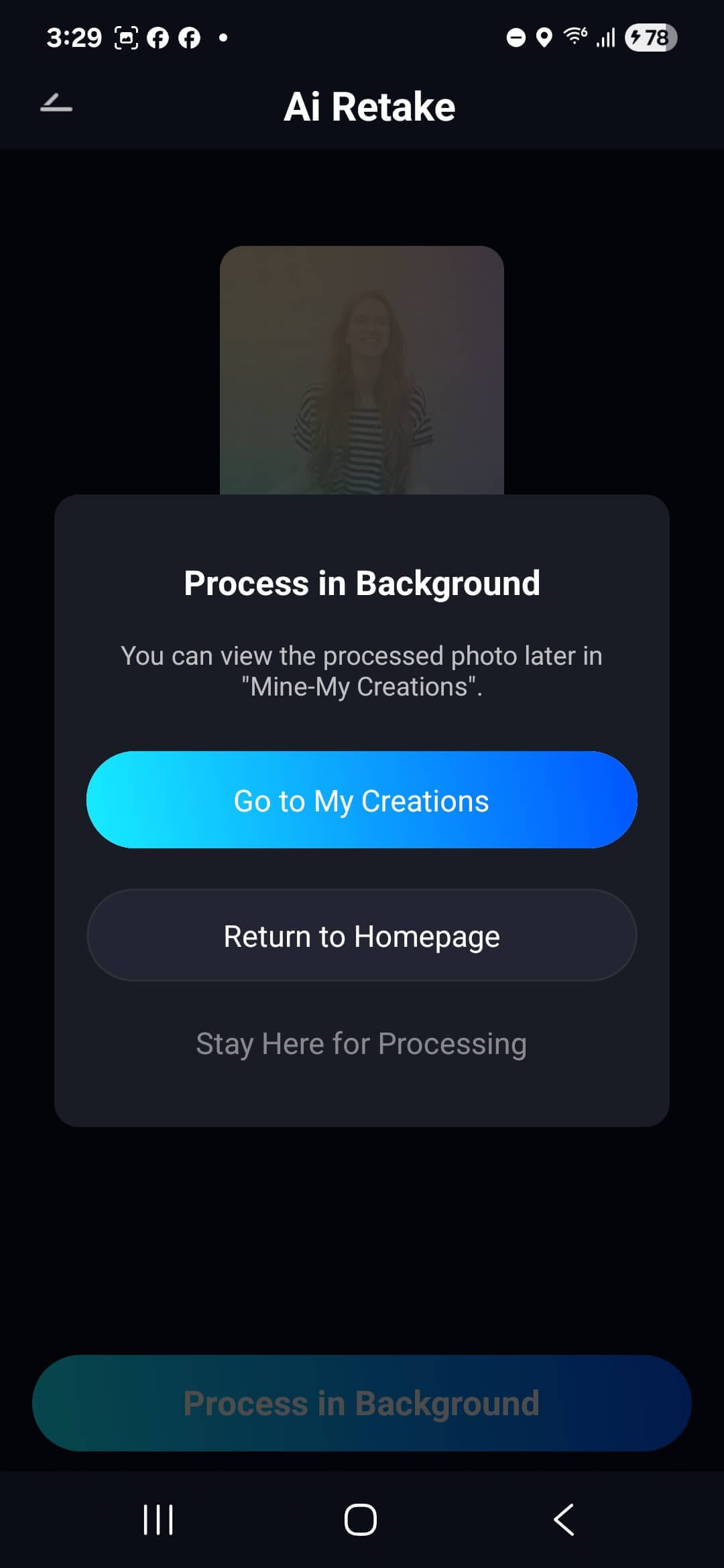 ai retake processing android
