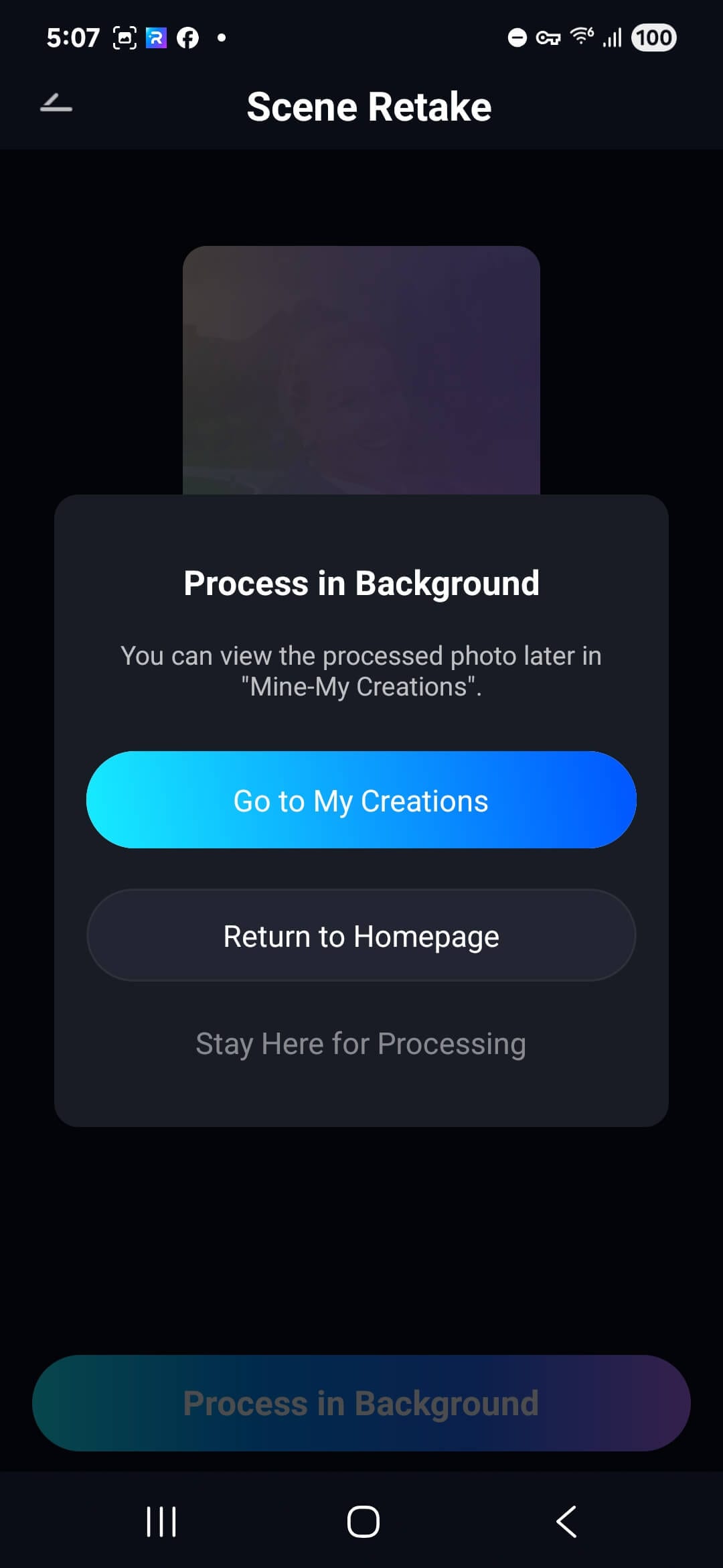 scene retake processing background android