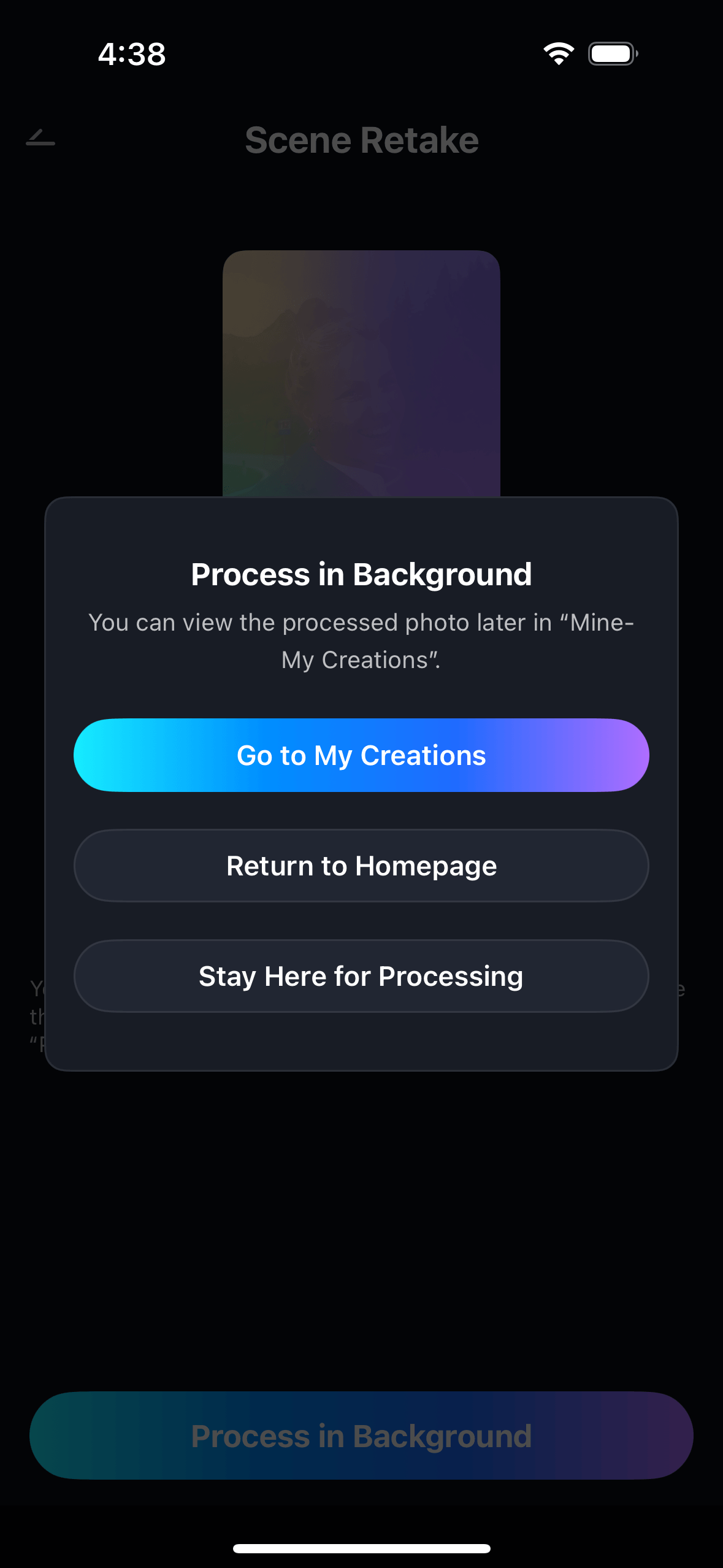 scene retake processing in background ios