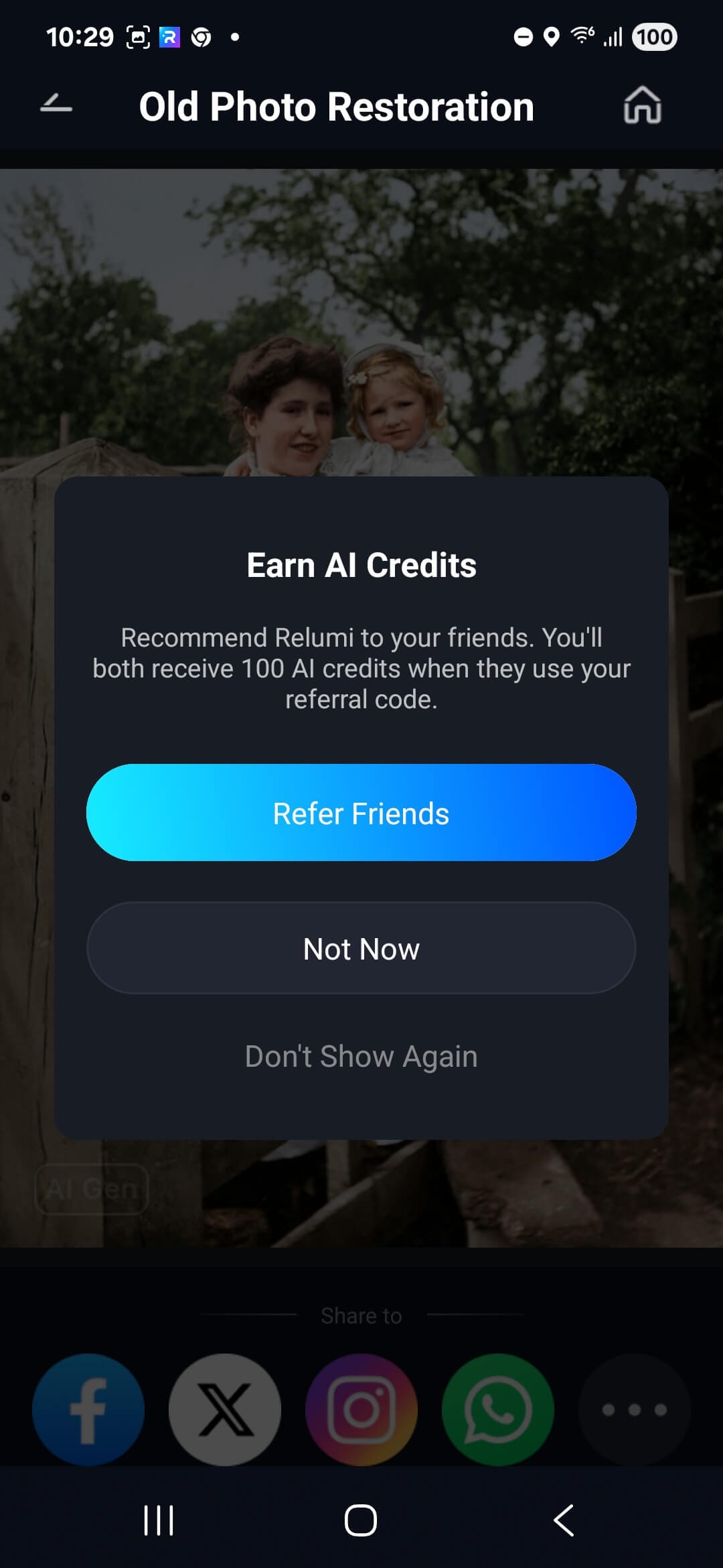 earn ai credits after restoring photo android