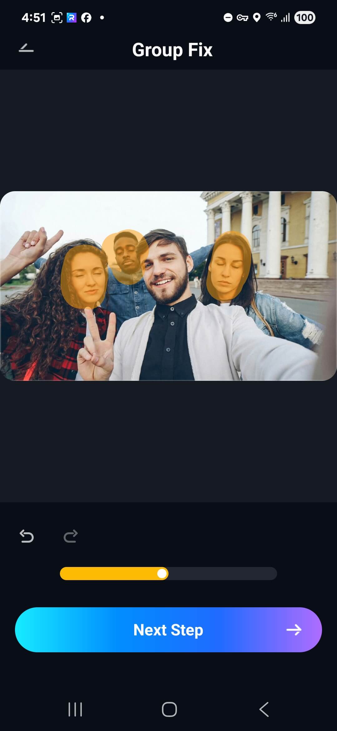 highlight person to fix in group photo android