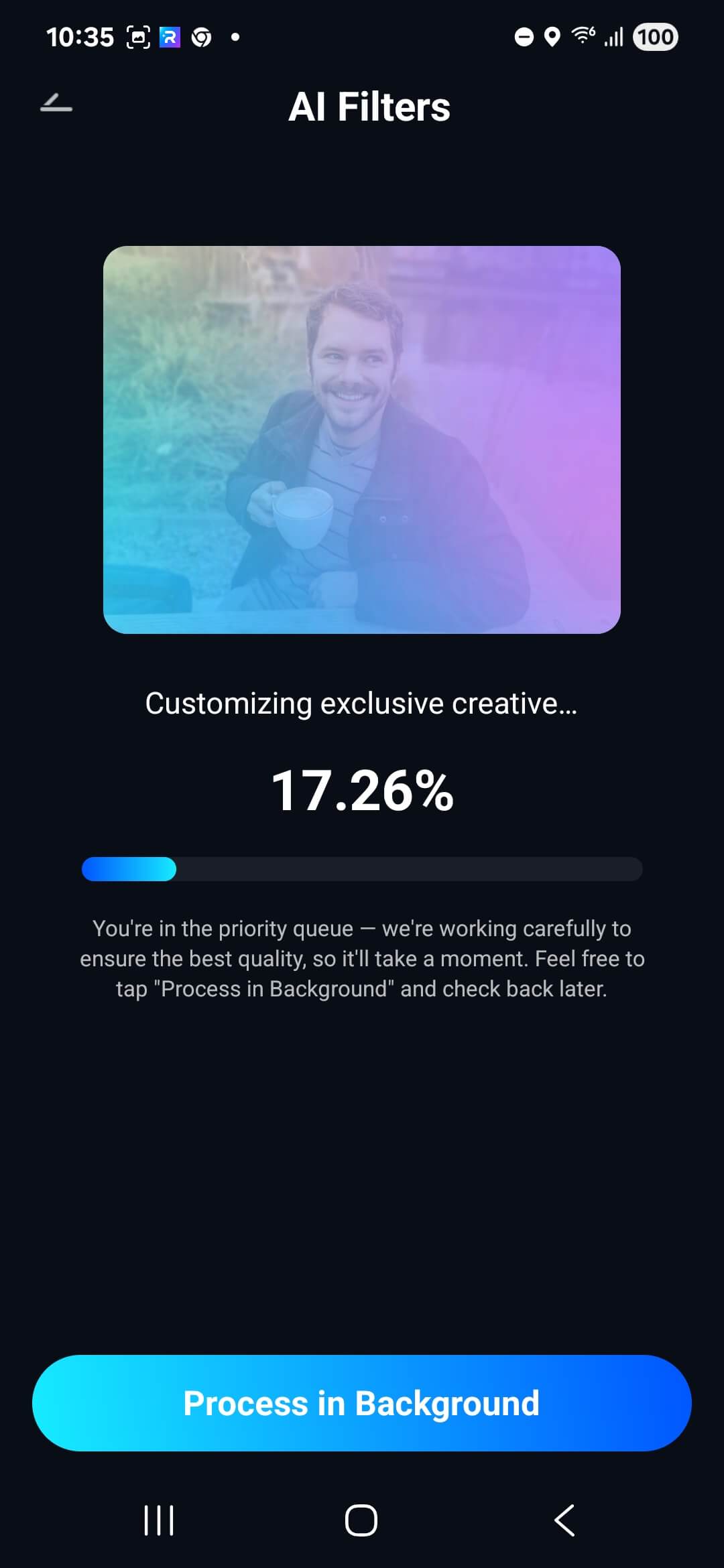 start ai photo merge processing android