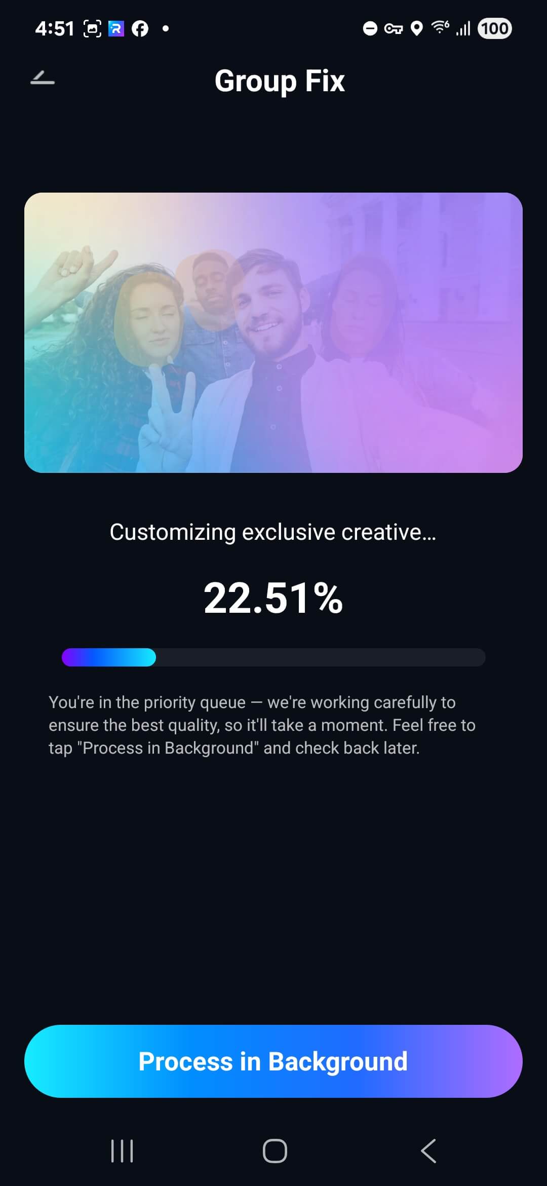 start fixing faces in group photo with AI on android