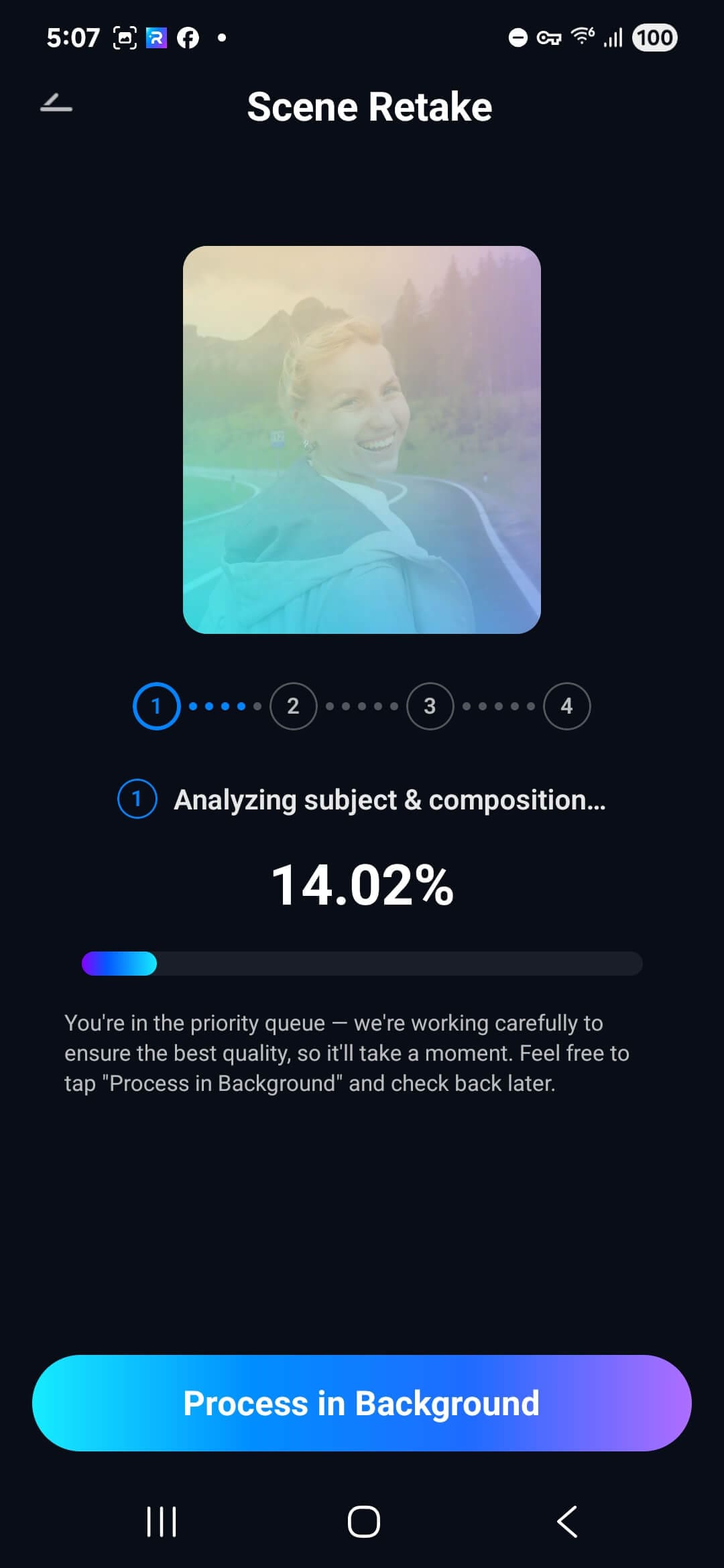 start scene retake processing android