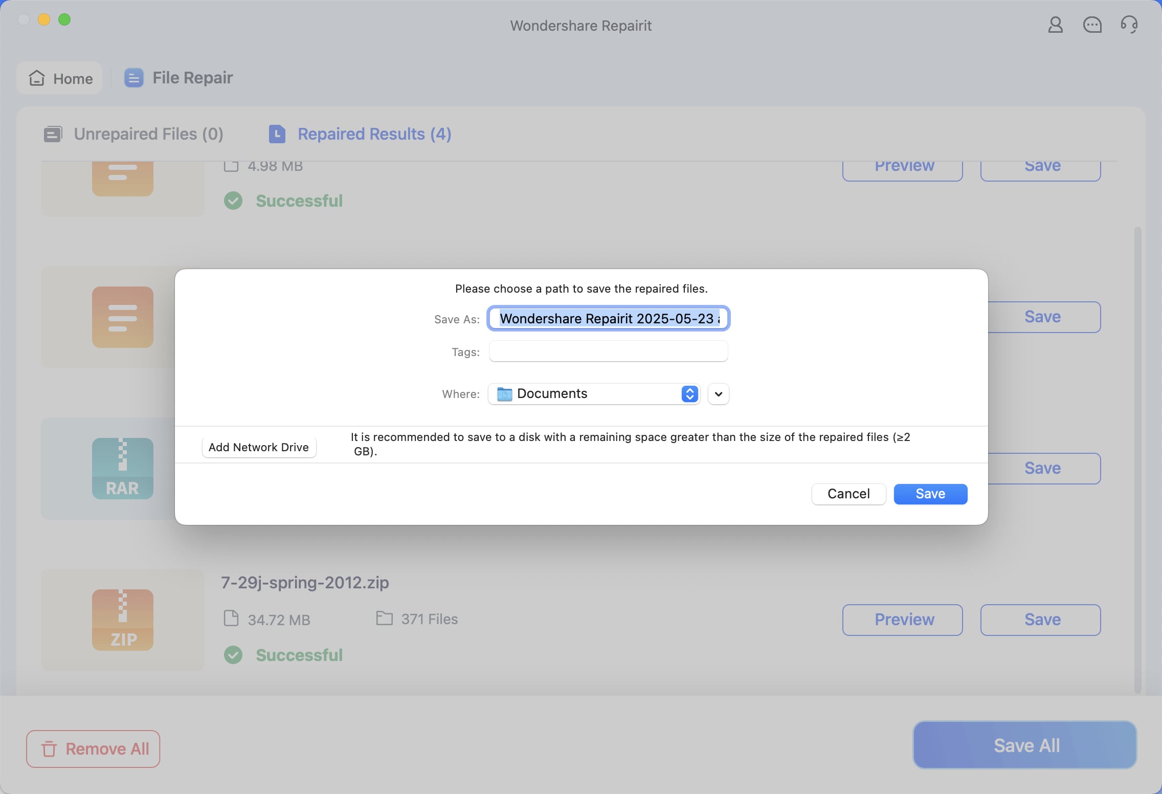 choose a path to save archive files on mac