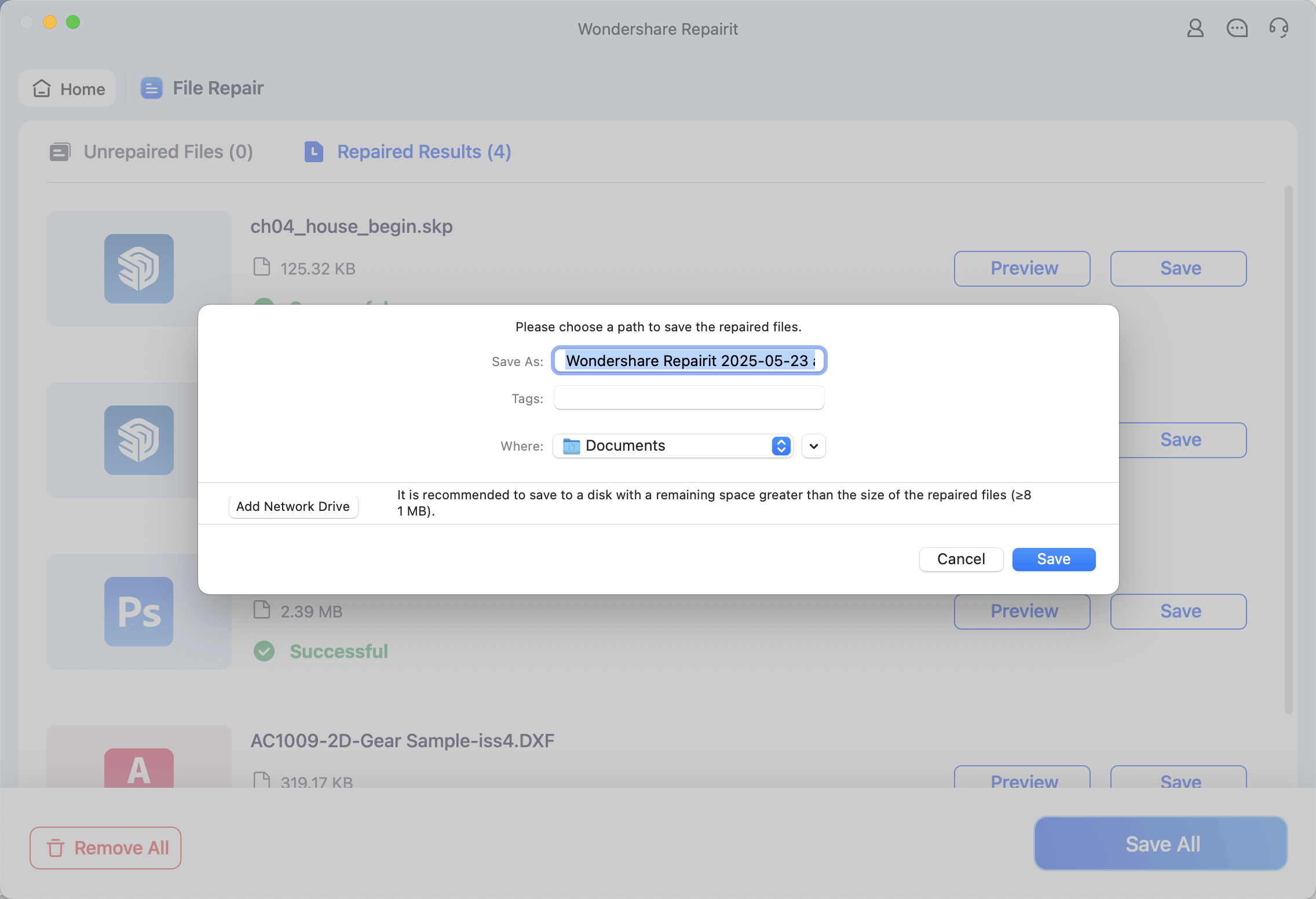choose path to save engineering file on mac