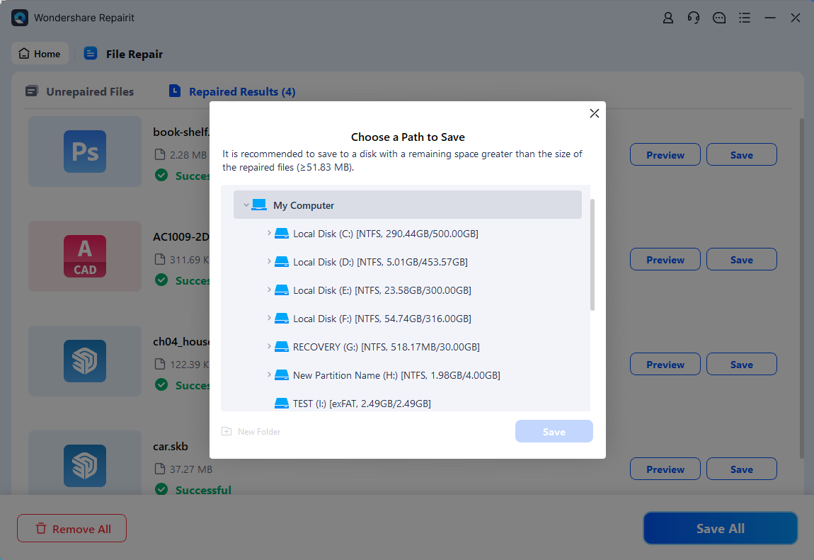 choose path to save engineering file